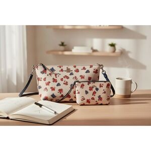 Coach CROSSBODY IN TEA ROSE FLORAL  COATED CANVAS F57628 W/ Matching Wallet